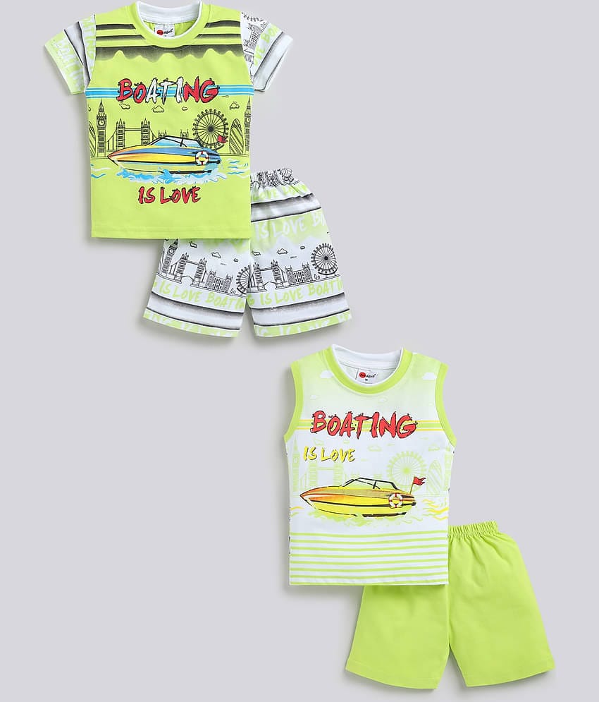 Mars Infiniti Pack of 2 Boys Cotton T-Shirt & Shorts Set ( Green )