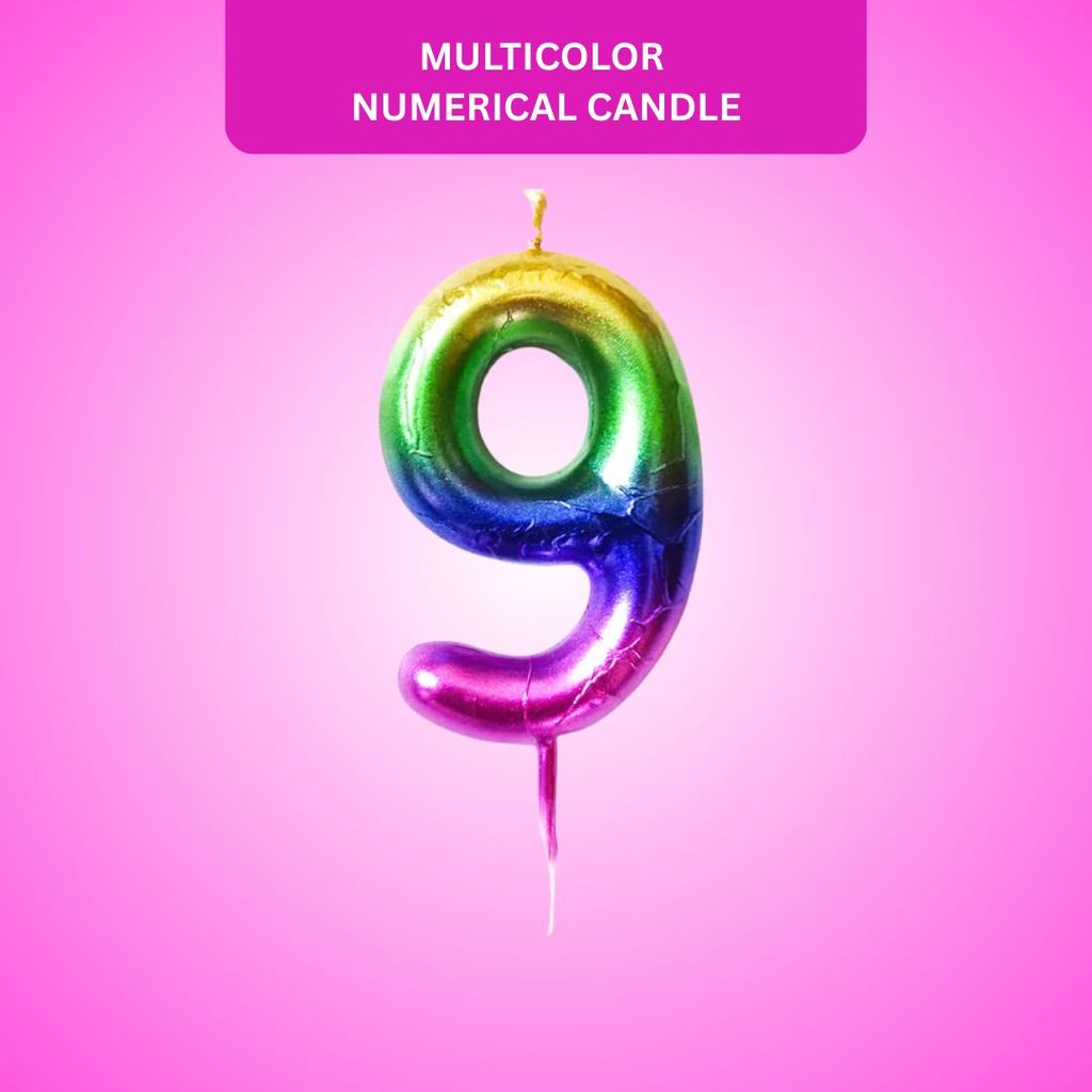 Number 9 Multicolor Candle - 1PC - Party and Festive Needs | Buy online on ZillyBuy
