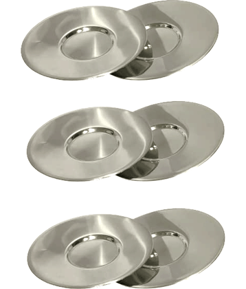 Dynore Saucers Solid Steel Saucer 0 ml ( Pack of 6 )