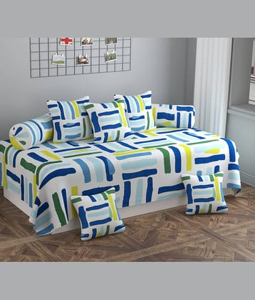 SHOMES Cotton Geometric Diwan Set 8 Pcs - Multi