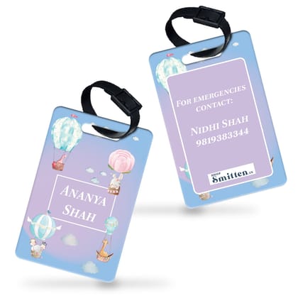 Happy Ballooners Bag Tag (kids)-Blue Lilac Gradient