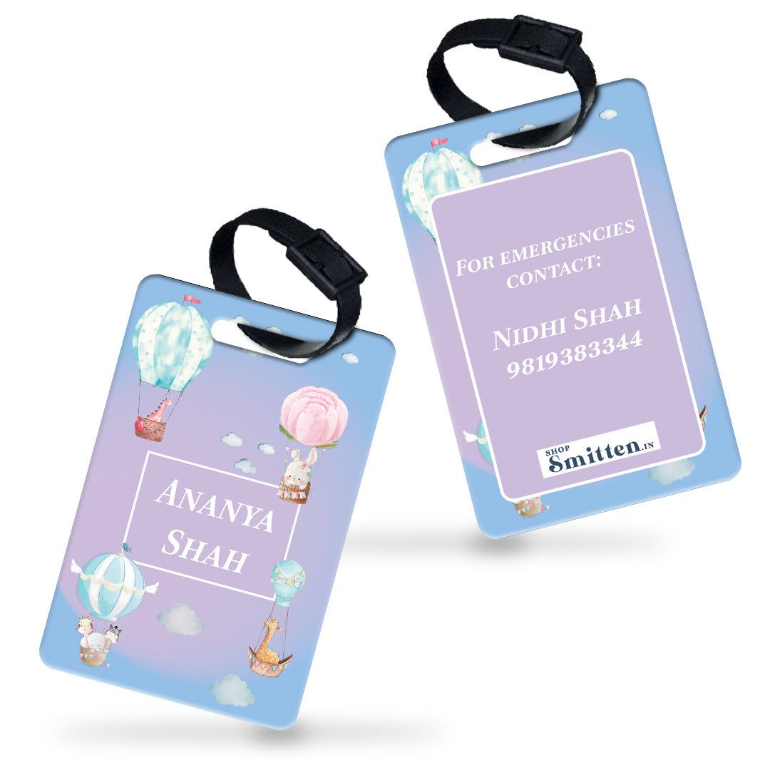 Happy Ballooners Bag Tag (kids)-Blue Lilac Gradient