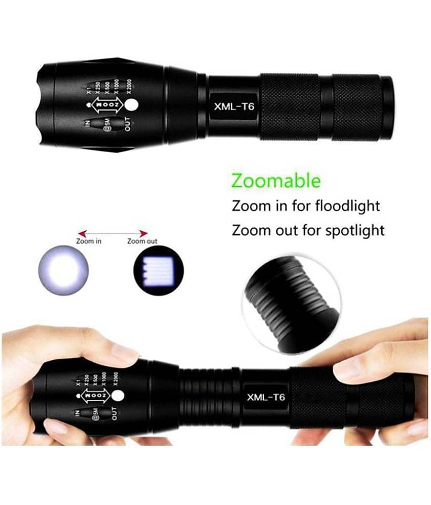 SHB 5W Flashlight Torch 5 modes Waterproof Cree Bright Zoom LED Torches - Pack of 1
