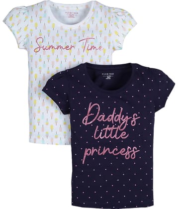 PLUM TREE Pack of 2 Girls Cotton T-Shirts ( Multi )