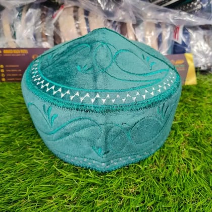 Pakistani Velvet Cap  (  Aquamarine Blue )