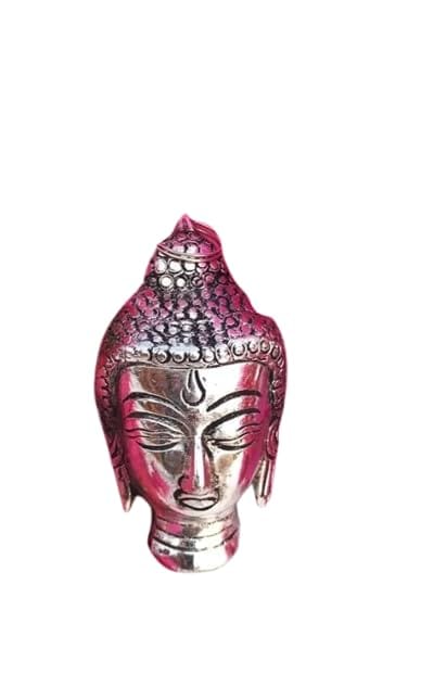 Patwari Arts Decorative Buddha Head Wall Hanging, Silver Finish, 12.7 cm Height, Metal Showpiece for Home and Office