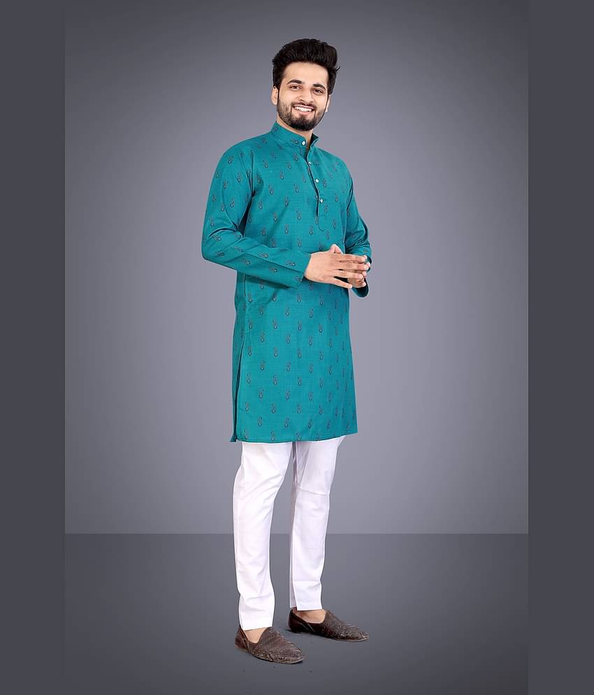 Nofilter Green Cotton Blend Men's Regular Kurta ( Pack of 1 )