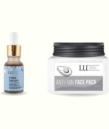 Looks United Hyaluronic Acid Face Serum (15ml) Anti-Tan face pack With Multani Mitti (300g)