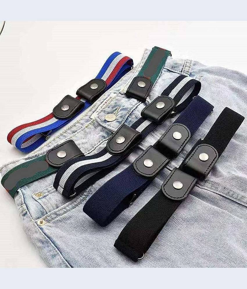 MANDEV - Black Polyester Men's Belts Without Buckle ( Pack of 1 )
