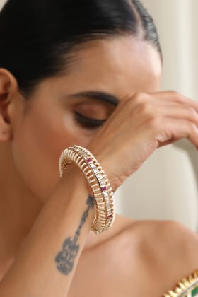 Tanika Red Polki Kada-Polki