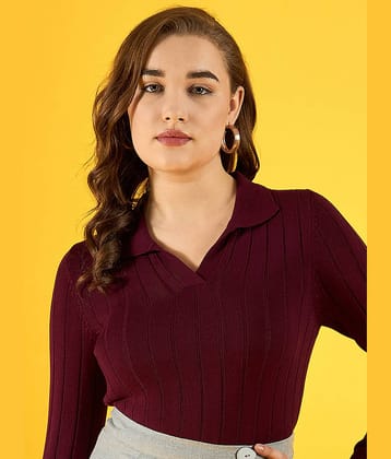 98 Degree North Women Cotton Shirt Collar Pullover ( Maroon )