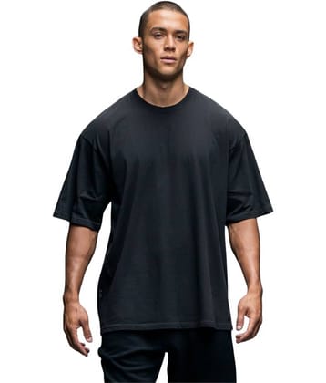 URBAN FLAUNT Pack of 1 Cotton Oversized Fit Men's T-Shirt ( Black )