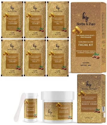 Herbs and Pure Skincare Combo - Golden Glow Nano Gold Dust & Niacinamide Facial Kit & Bleach (103 g)