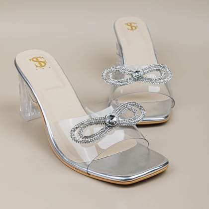 Transparent Shimmer Bow Heels-35