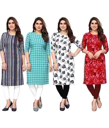 KETAKI FASHION Crepe Printed Straight Women's Kurti - Multicolor ( Pack of 4 )