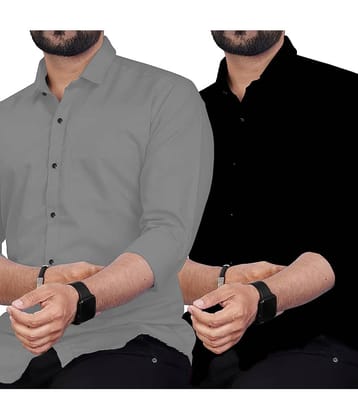 UNI VIBE Cotton Blend Slim Fit Solids Full Sleeves Men's Casual Shirt - Grey ( Pack of 2 )