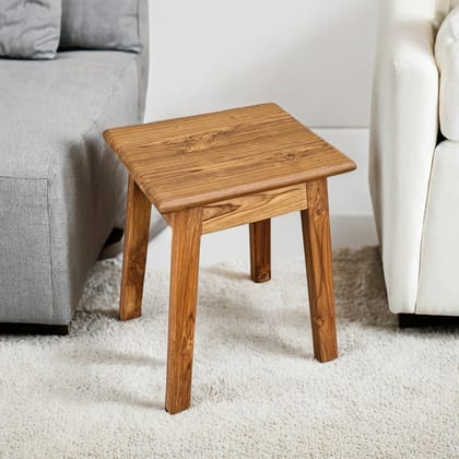 Nova Contemporary Seating Stool in Natural Teak Brown Finish