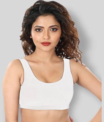 Dermawear White Poly Cotton Solid Sports Bra