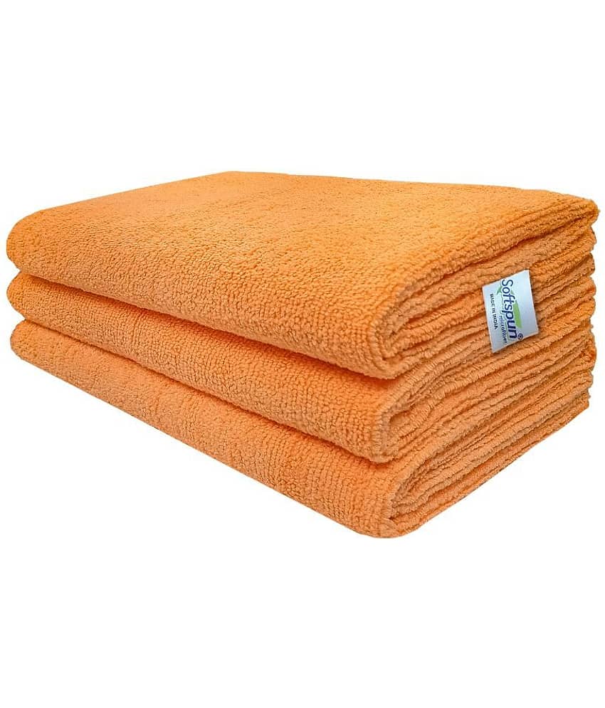 SOFTSPUN Microfiber Cloth - 3 pcs - 40x40 cms - 340 GSM Orange - Thick Lint & Streak-Free Multipurpose Cloths