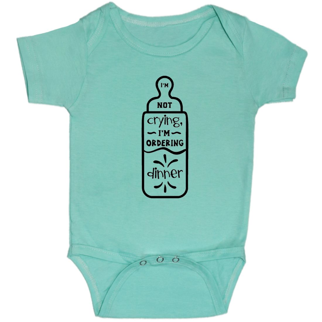 Turquoise Im Not Crying Im Ordering Dinner Cotton Romper For 6 To 12 Months
