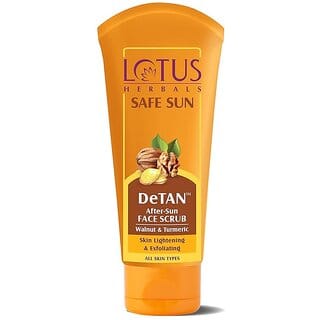 Lotus Herbals Safe Sun DeTAN After-Sun Face Scrub Walnut  Turmeric Exfoliates, removes tan All Skin Types 100 g