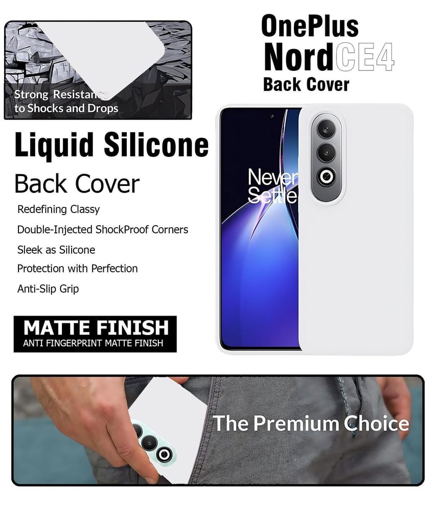 LIRAMARK Liquid Silicone Soft Back Cover Case for OnePlus Nord CE4 5G