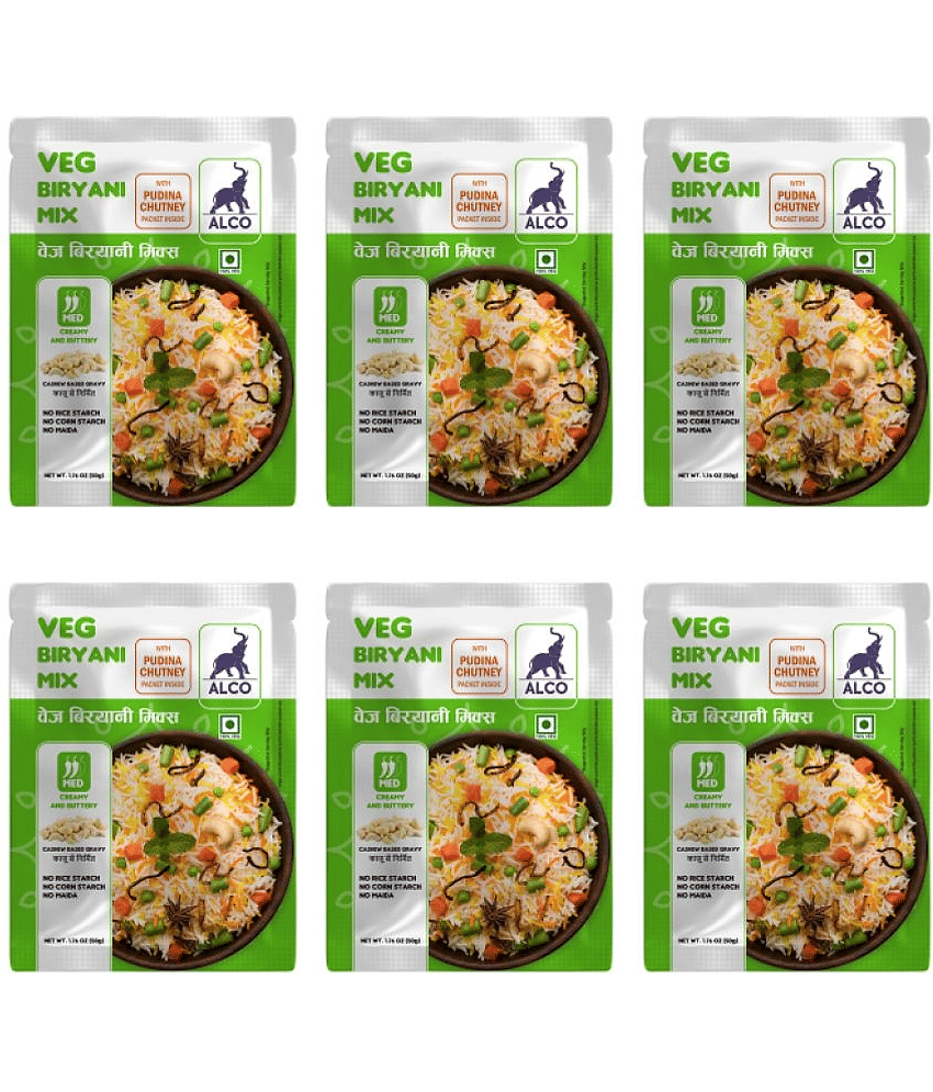 Alco Spices Veg Biryani Mix Gravy : Natural & Fresh Instant Gravy ( 6 x 50gm ) 300 gm