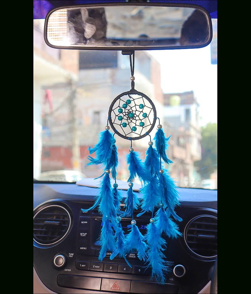 Zimka - Blue Feather Dream Catcher - Pack of 1 ( 37 X 8 cms )