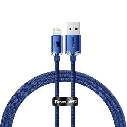 Baseus Crystal Shine Series 2.4A Fast Charging USB to Lightning For Iphone Data Cable--1.2m / Blue