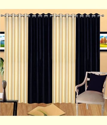 N2C Home Solid Semi-Transparent Eyelet Curtain 7 ft ( Pack of 4 ) - Multicolor