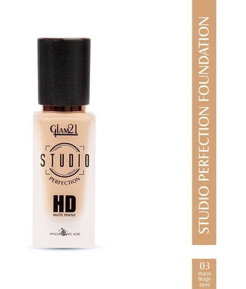 Glam21 Studio Perfection HD Matte Foundation Oil Control Long Stay Smudge & Waterproof 30ml Ivory-01
