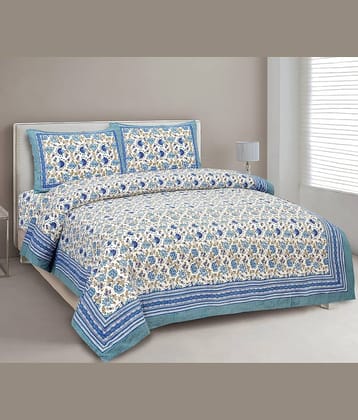 CLOTHORO Cotton 1 Double King Bedsheet with 2 Pillow Covers ( Multicolor )