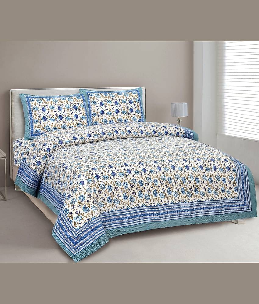 CLOTHORO Cotton 1 Double King Bedsheet with 2 Pillow Covers ( Multicolor )