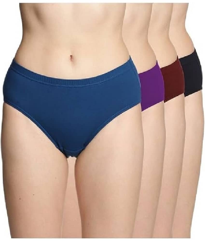PUSHPADANT FASHION WEAR Pack of 4 Cotton Briefs For Women ( Multicolor )