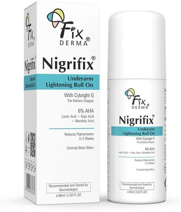 Fixderma Nigrifix Underarm Lightening Roll | Brightens Skin & Exfoliates Underarm | For Sensitive Skin 60ml