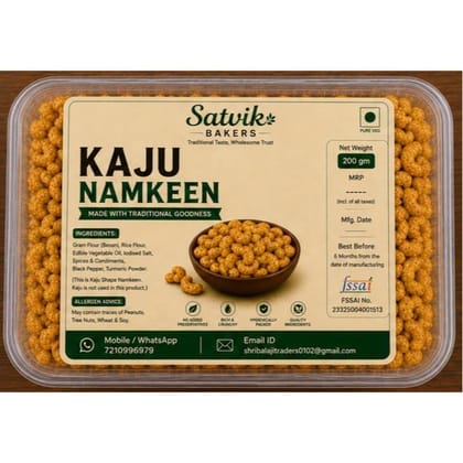 Satvik Bakers Kaju Namkeen - 200 gm