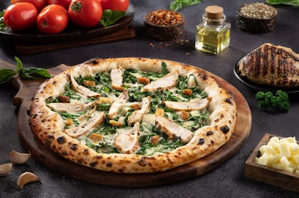 Sourdough Grilled Chicken & Spinach Pizza