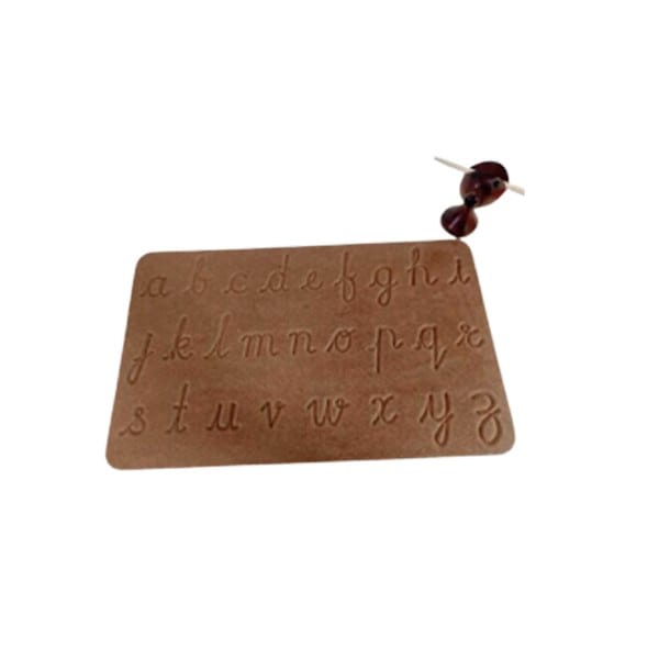 Wooden White Tracing Board Stencil (Small Cursive Alphabets)