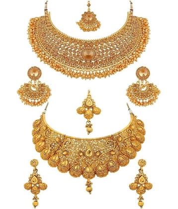 Sukkhi Alloy Golden Choker Traditional 18kt Gold Plated Necklace set Combo