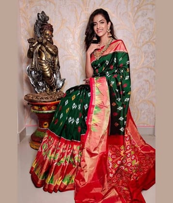 Vkaran Cotton Silk Printed Saree With Unstitched Blouse Piece ( Peach )