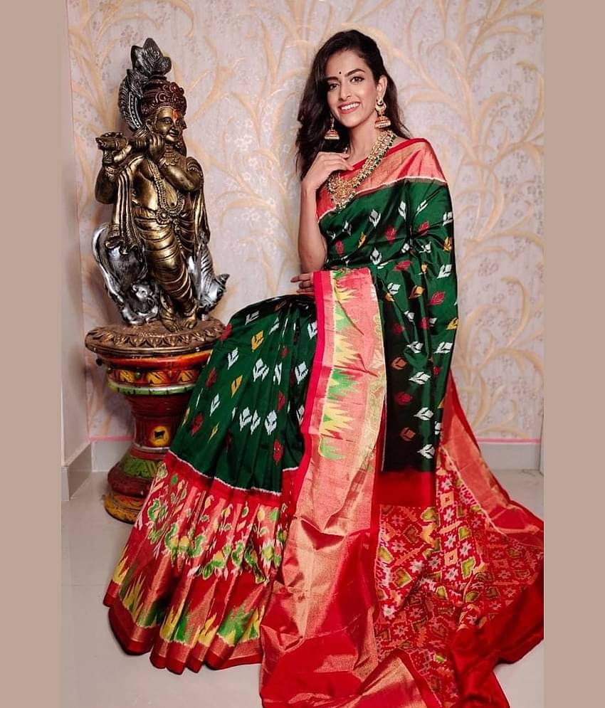 Vkaran Cotton Silk Printed Saree With Unstitched Blouse Piece ( Peach )