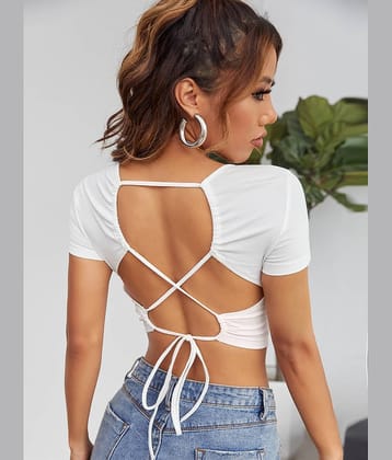 Aahwan Women's Cotton Crop Top ( White )