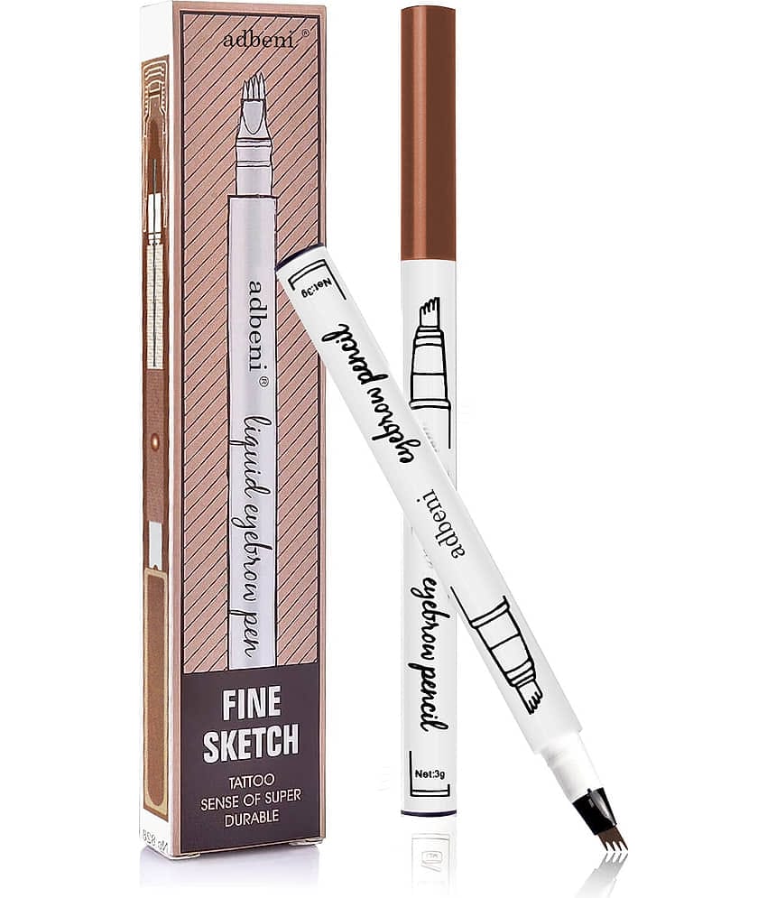 Adbeni 4-Tip Eyebrow Pen Water & Smudge Proof Brow Eyebrow Kit Brown 3 g