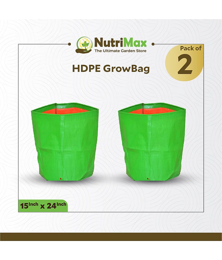 Nutrimax HDPE 200 GSM Growbags 15 inch x 24 inch Pack of 2 Outdoor Plant Bag