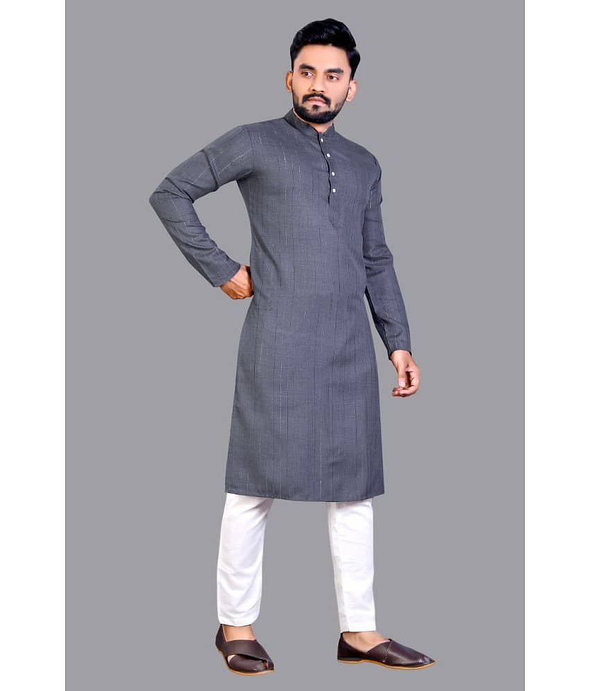 YUG ART - Olive Green Cotton Blend Regular Fit Men's Kurta Pyjama Set ( Pack of 1 )
