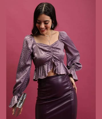 Tokyo Talkies Women's Polyester Regular Top ( Purple )