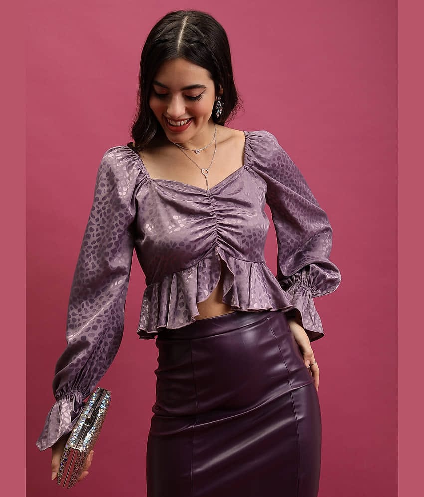 Tokyo Talkies Women's Polyester Regular Top ( Purple )