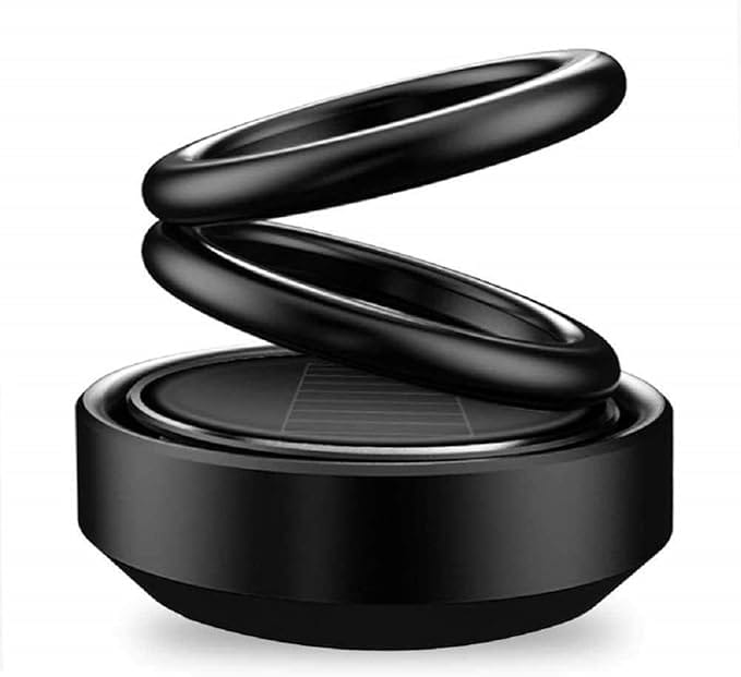 Car Solar Perfume Air Freshener Auto Rotation Double Ring Suspension Essential Oil Diffuser Aromatherapy Decoration Accessories for Car, Family, Vehicle (Multicolour) (SOLAR POWER CAR AROMA)
