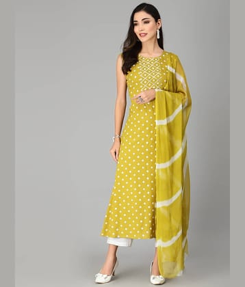Stylum Rayon Printed A-Line Women's Kurti with Dupatta - Lime Green ( Pack of 1 )