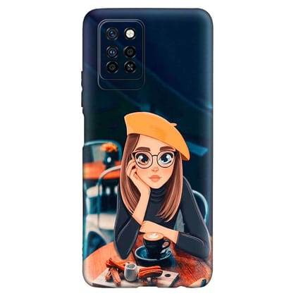 Cute Coffe Lover Girl NOTE 10 PRO Premium Embossed Mobile cover